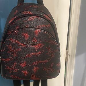Ed Hardy Black Backpack with Red Tattoo Design